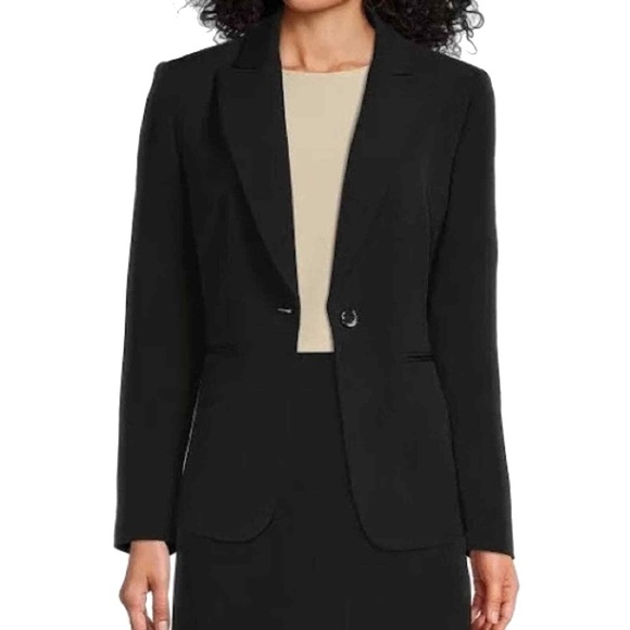 *Nicole Miller Original Cardigan Blazer Cotton Boyfriend Jacket w/ Pockets Black - Picture 7 of 9